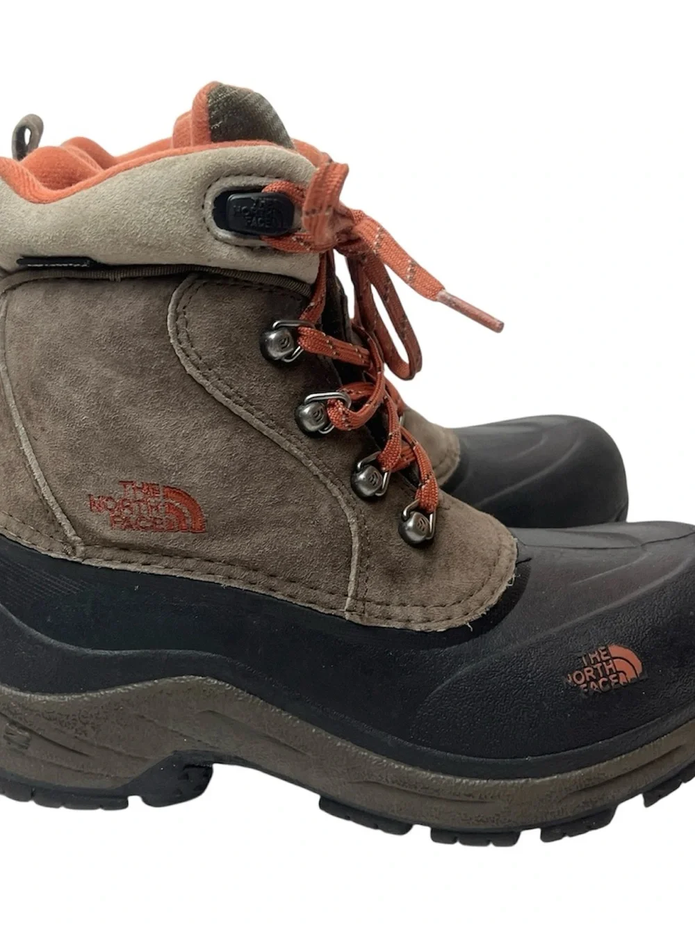 The North Face Boys Chilkat Lace Leather Waterproof Snow Boots Size 2